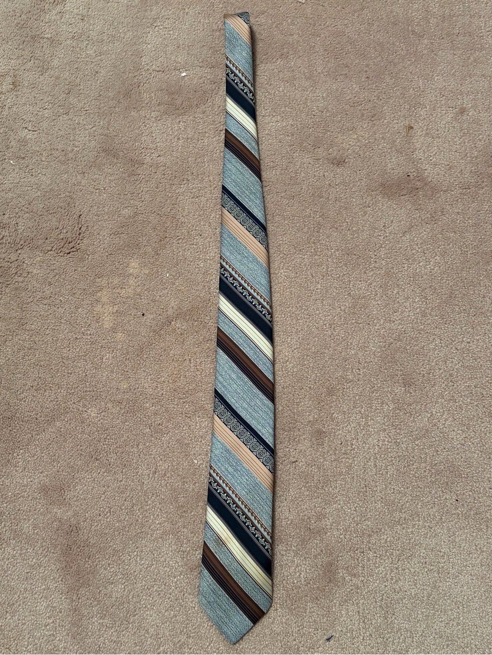 Masters Diagonal Stripe Tie in Blue, Brown, Cream and Black